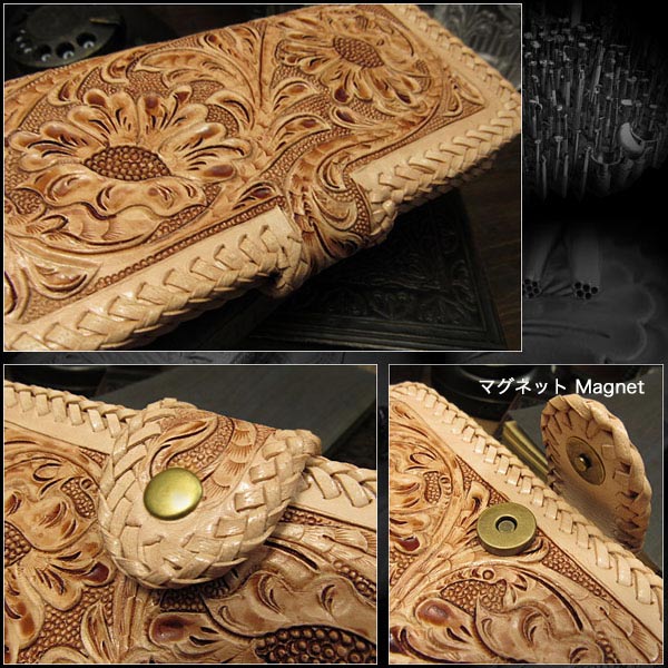 多機種対応 レザースマホケース 手帳型 本革 カービング マグネット