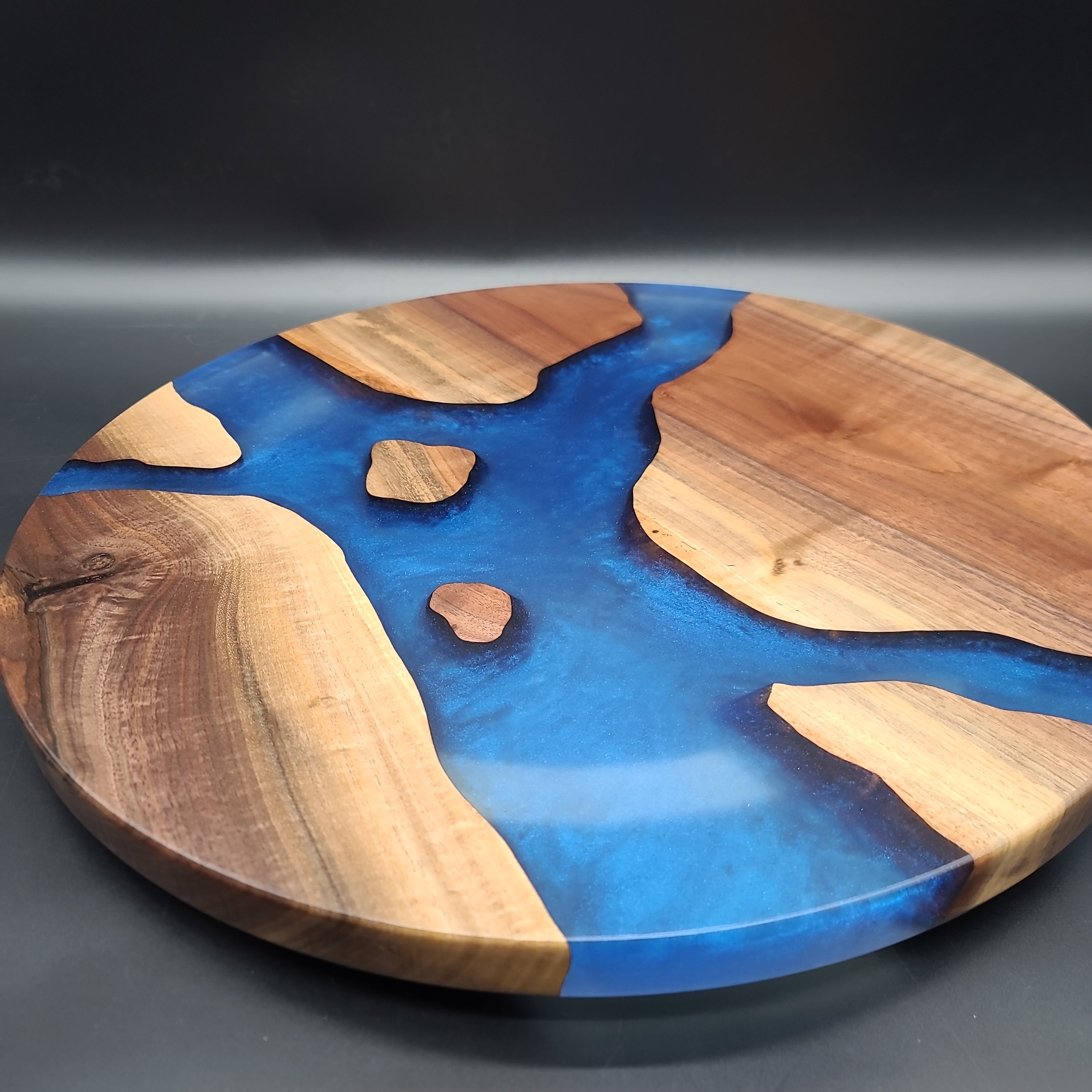 Black Walnut Lazy Susan with Midnight Blue Epoxy Resin – WoodLab