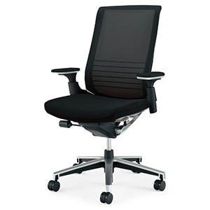 INSPINE インスパイン／ハイバック／可動肘／座面布張り／ブラック