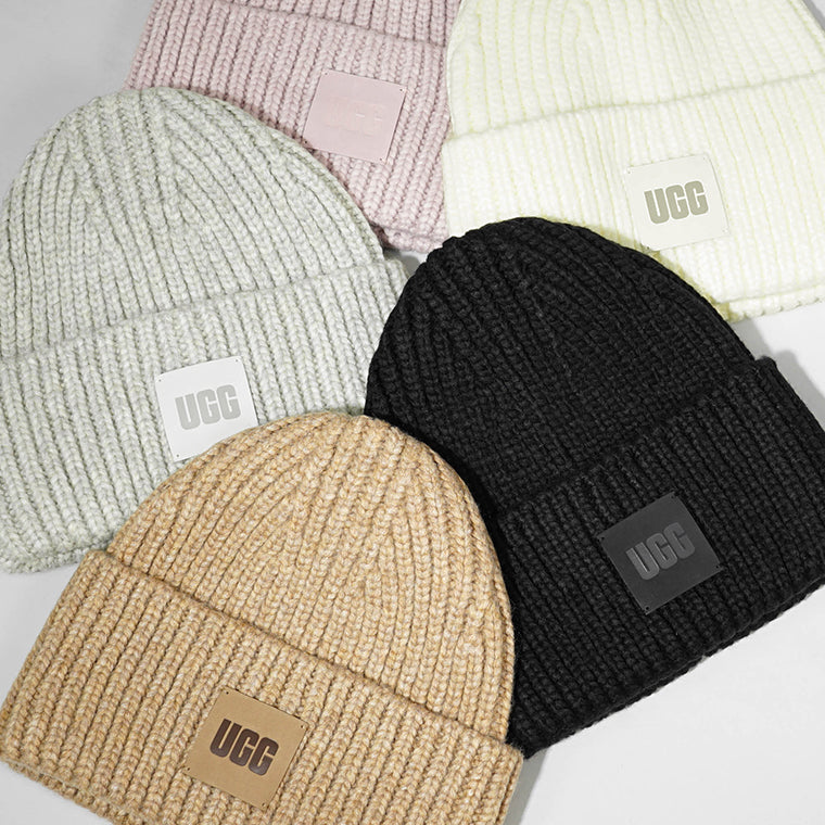 アグ UGG レディース メンズ ニットキャップ ブラック キャメル