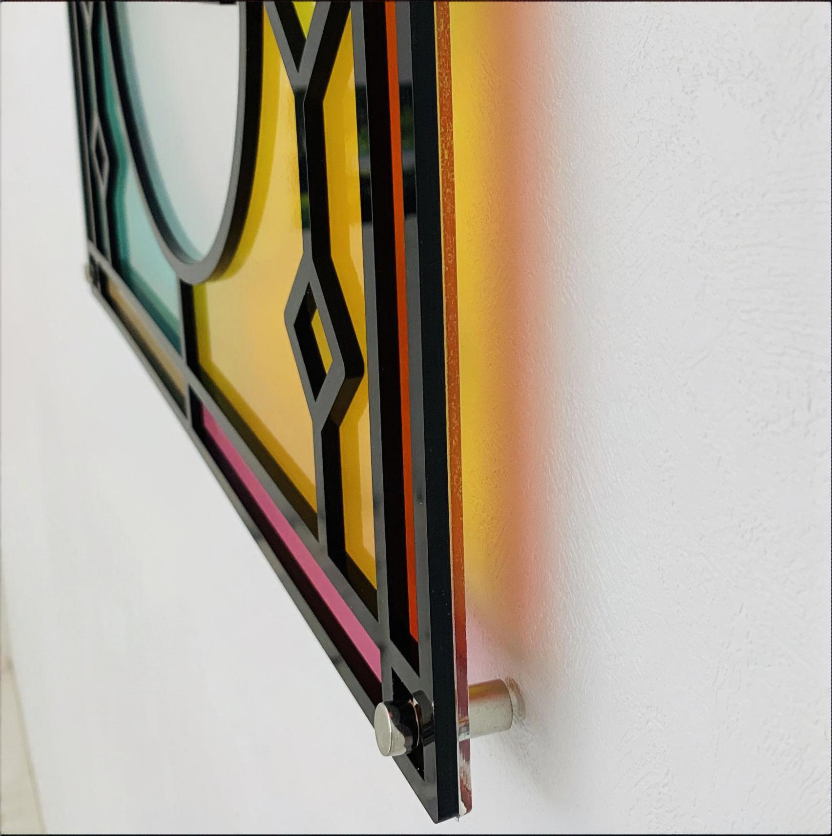 送料込み【希少】【幅67㎝】グレインベルト 特大ステンドグラス 看板