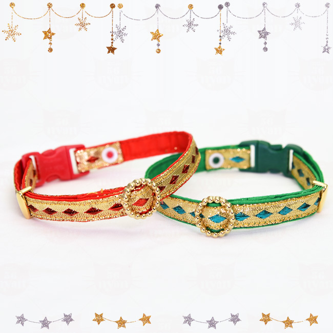 デイリー猫首輪DX ダイヤラインゴールドクリスマス 猫用首輪