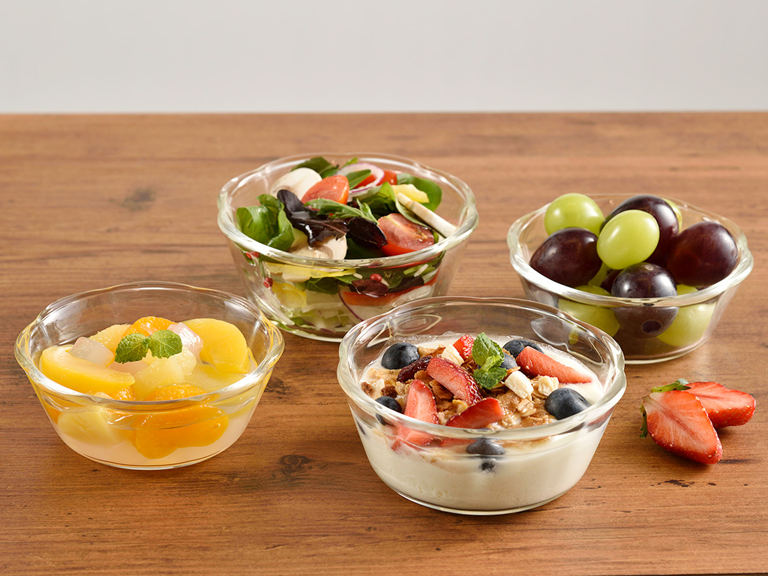 フルーツボウル、サラダボウル、 ガラスボウル 透明耐熱ガラスボウル