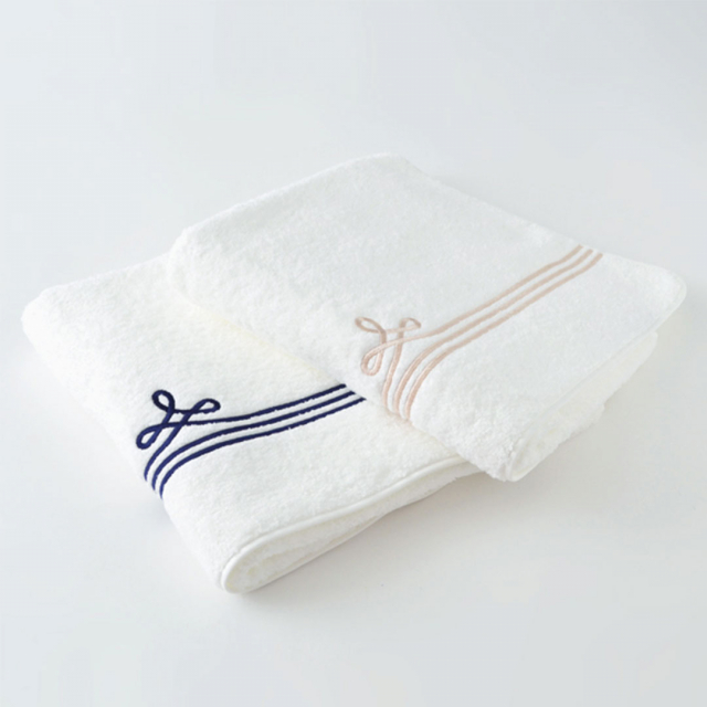 Hotman(ホットマン) 1秒タオル ボーダー バスタオル2枚セット(ネイビー