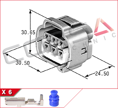 7283-7064-40 - Yazaki | 090II-6S-2 - Corsa Technic | 6-Way Kit