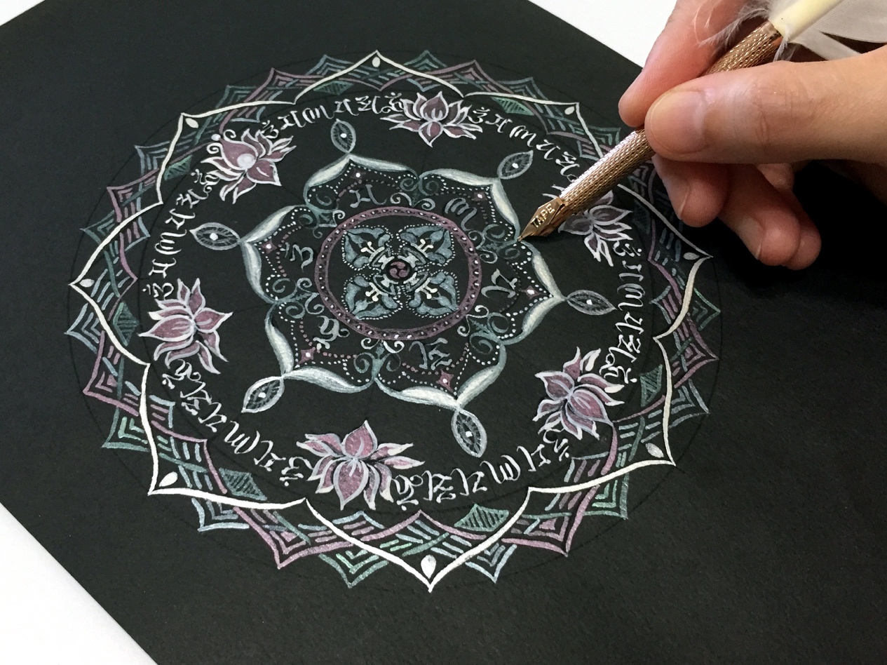 曼陀羅】金剛杵六字真言曼陀羅- 筆尖溫度Calligraphy01.com