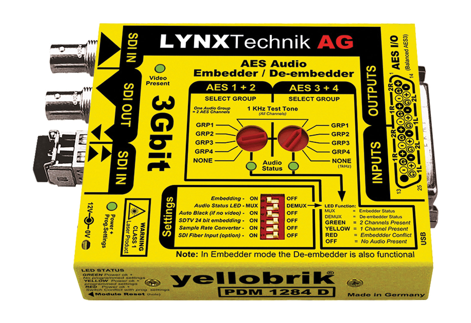 LYNX YELLOBRIK PDM 1284-D AUDIO EMBEDDER AND DEEMBEDDER Balanced