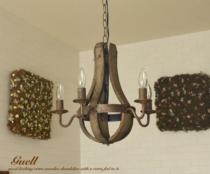 アンティーク ペイント ビンテージ 木製シャンデリア キャンドル