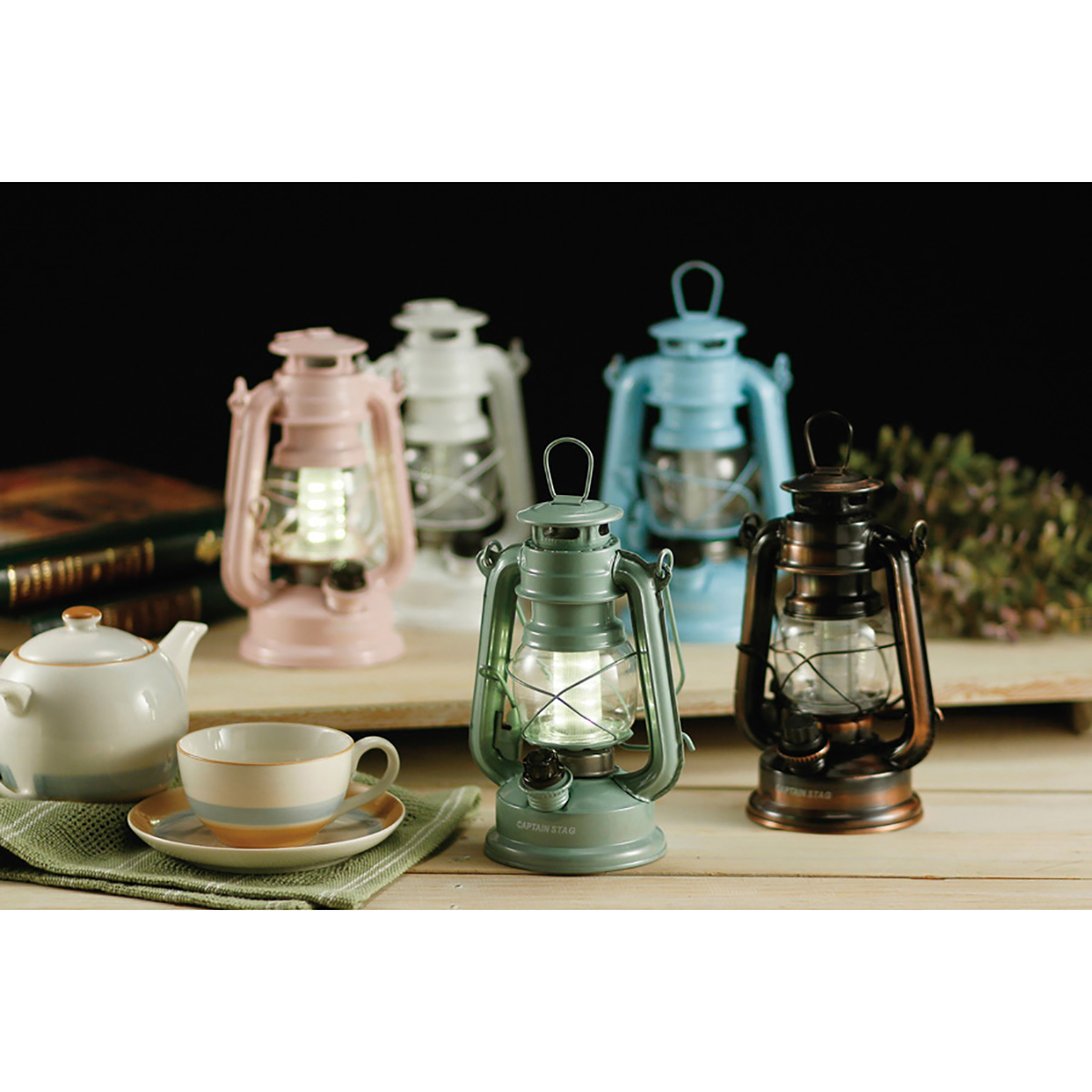 アンティーク暖色LEDランタン(アップルグリーン) - アウトドア