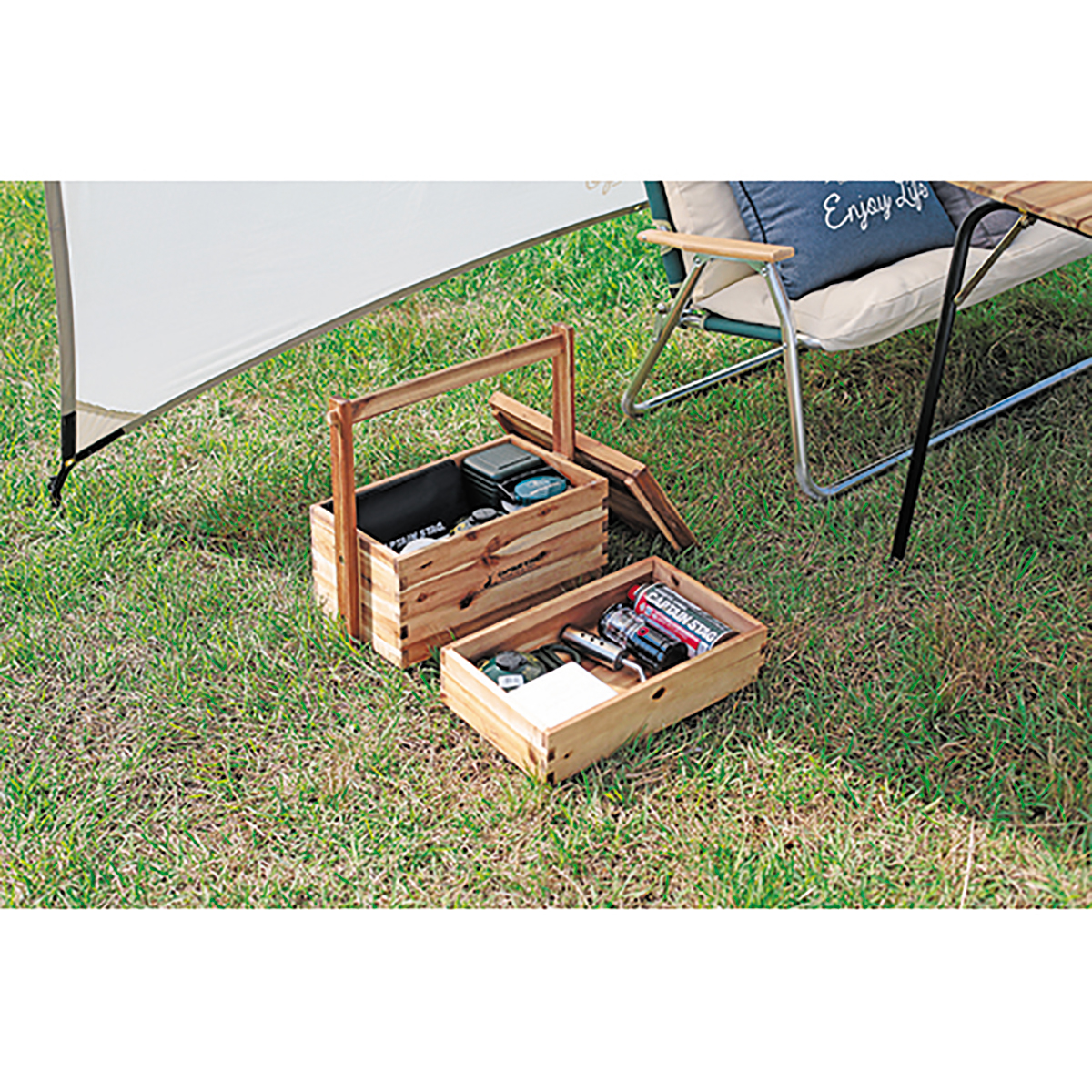 CSクラシックス 木製おかもち2段(フタ付) - アウトドア・キャンプ用品