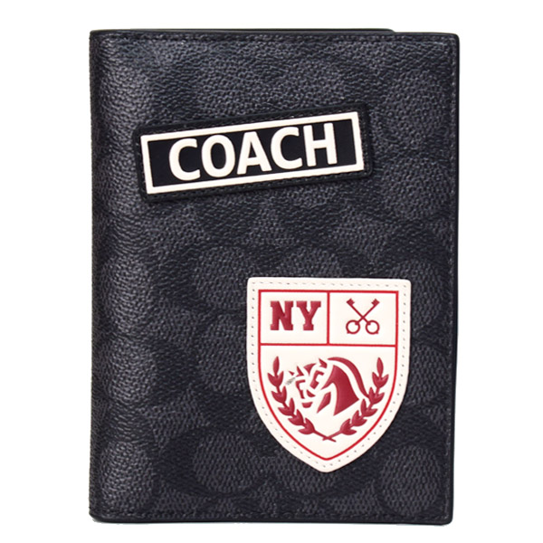 COACH】コーチ パスポートケース コーティングキャンバス レザー