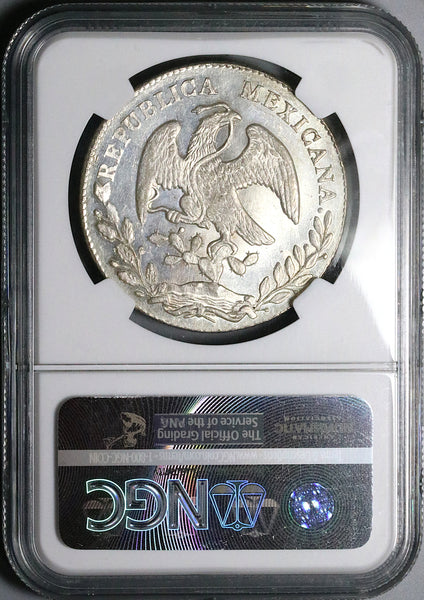 1877/6-Ga JA NGC MS 63 Mexico 8 Reales Near PL Overdate Silver