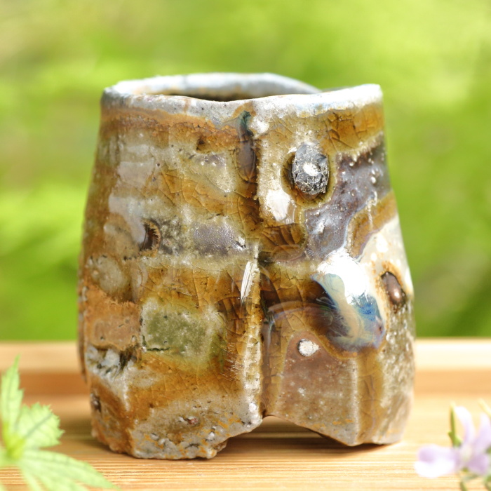 ☆備前焼/名工！『隠崎 隆一』造！備前 酒呑/酒器/ぐい呑！共箱/共布