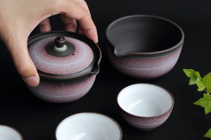 萩焼 江月造 煎茶器揃 6客 茶道具 共箱あり 煎茶器揃 宝瓶 湯冷まし