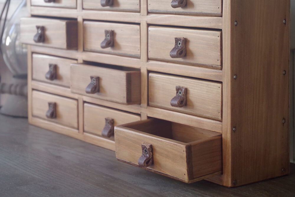 アンティーク 木製4引き出し 収納ボックス アンティーク風木製4