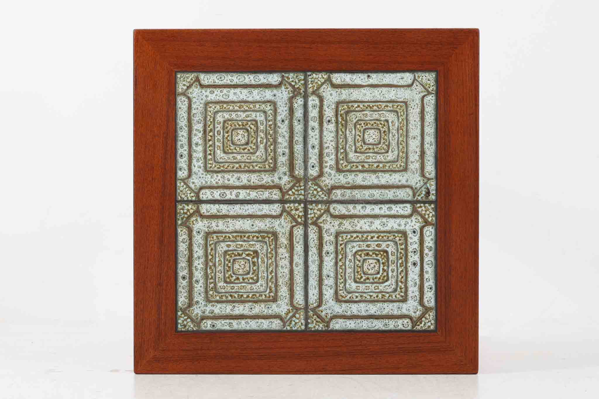 デンマーク製 タイルトップサイドテーブル チーク材 北欧家具