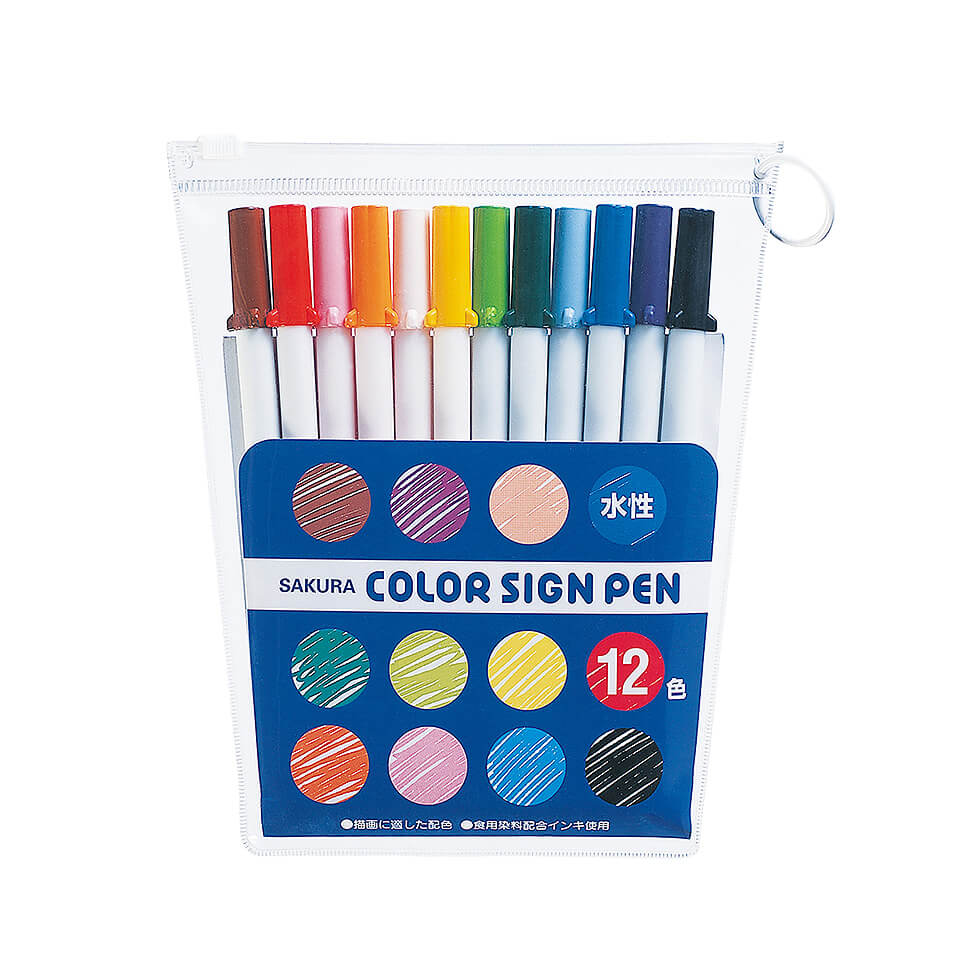 カラーサインペン12色セット｜水性マーカー｜サインペン・マーカー