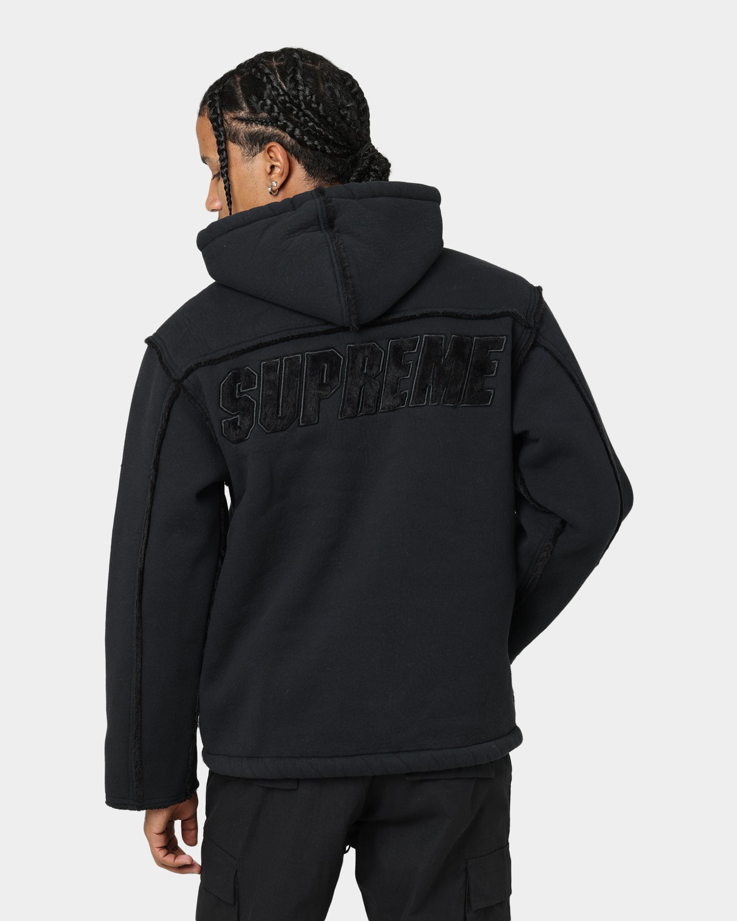 Supreme Faux Shearling Hooded Jacket Black | Culture Kings US