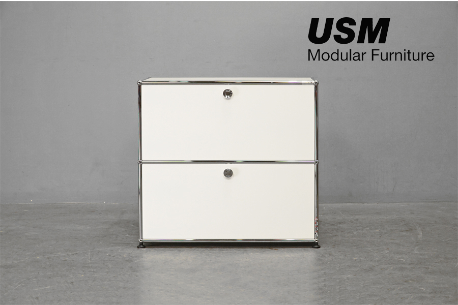 USM ハラー 1列 2段 ドロップダウンドア キャスター キャビネット