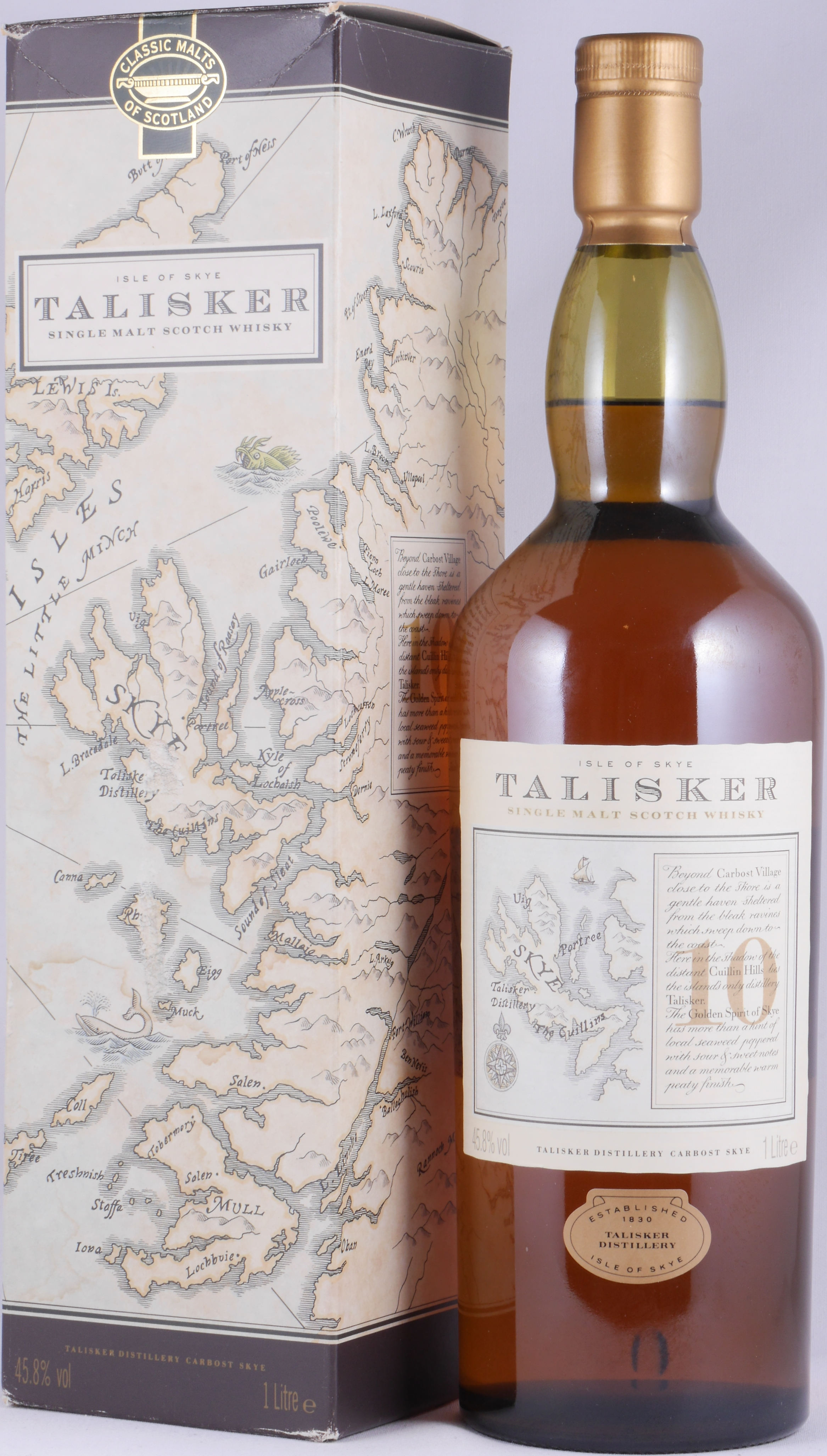 Talisker 10 Year Map Label Classic Malts Old Bottling Whisky 45.8% ABV