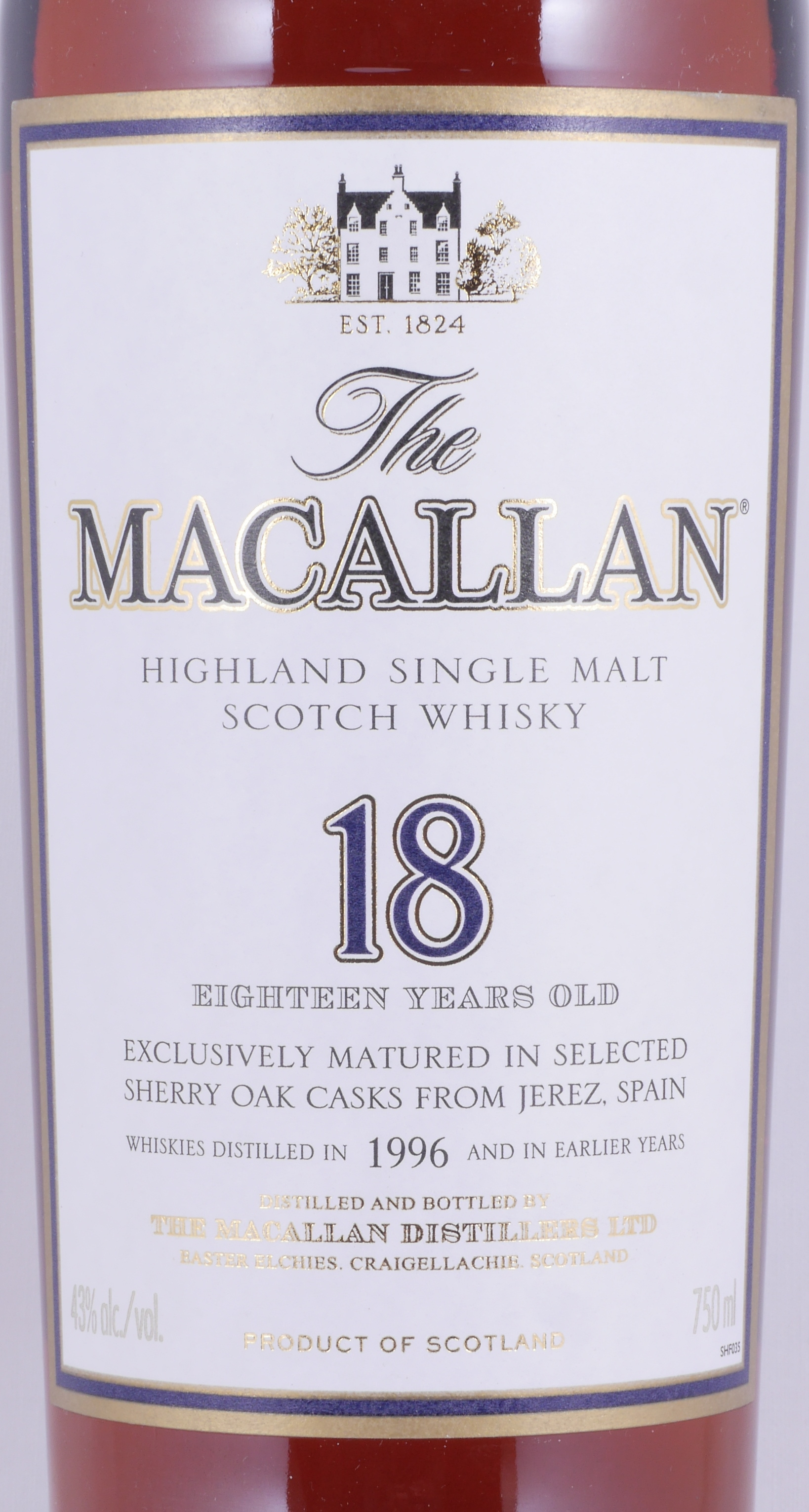 Macallan 1996 18 Year Sherry Oak Casks Scotch Whisky 43.0% ABV 75CL