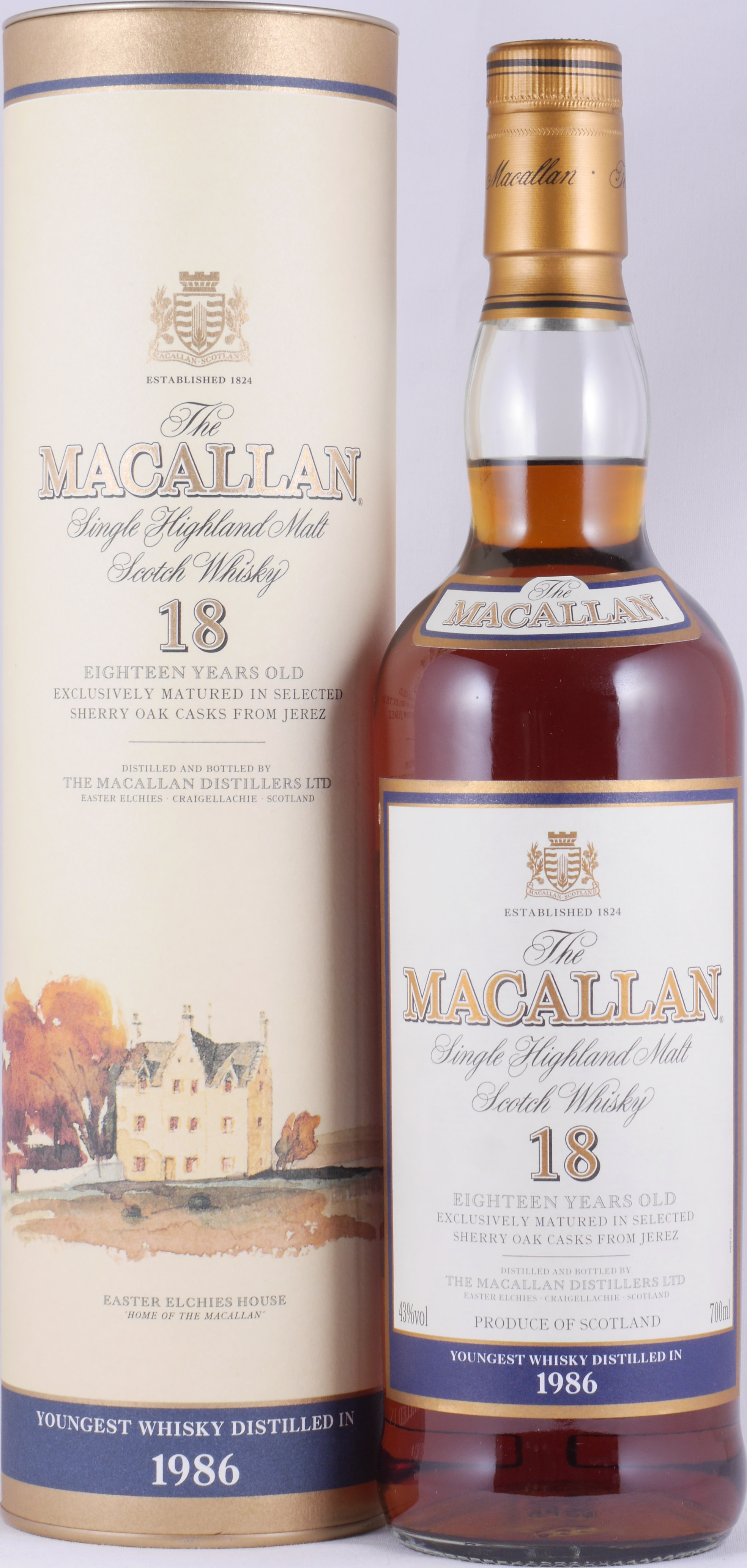 Macallan 1986 18 Year Sherry Oak Single Malt Scotch Whisky 43.0% ABV
