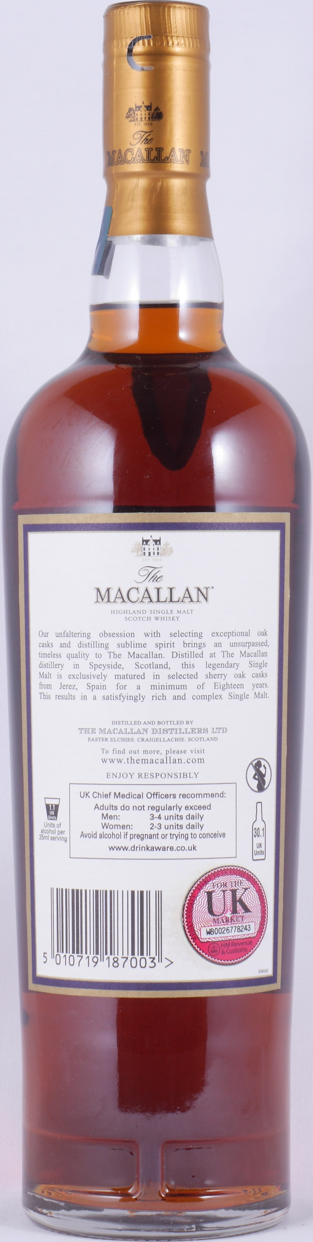 Macallan 1994 18 Year Sherry Oak Casks Scotch Whisky 43.0% ABV