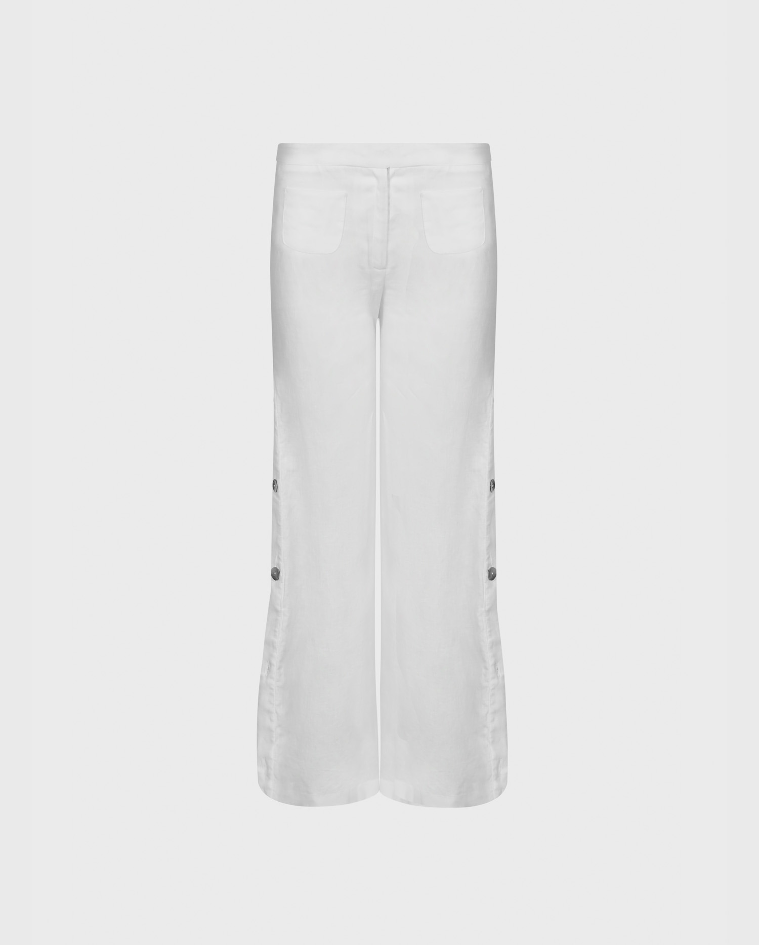 ILARGI White Linen Oversized Pants With Side Slit: Women's Luxury