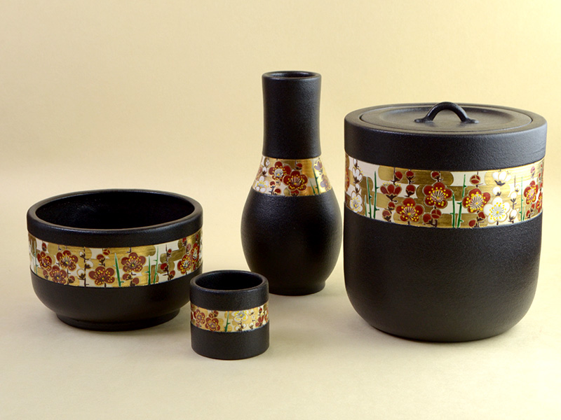 a660 茶碗紀州焼二葉葵葵窯木箱入寒川栖豊茶道 紀州