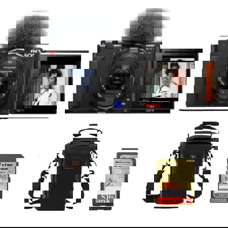 Sony ZV-1 Compact 4K HD Camera, Black with Shoulder Bag, 32GB SD