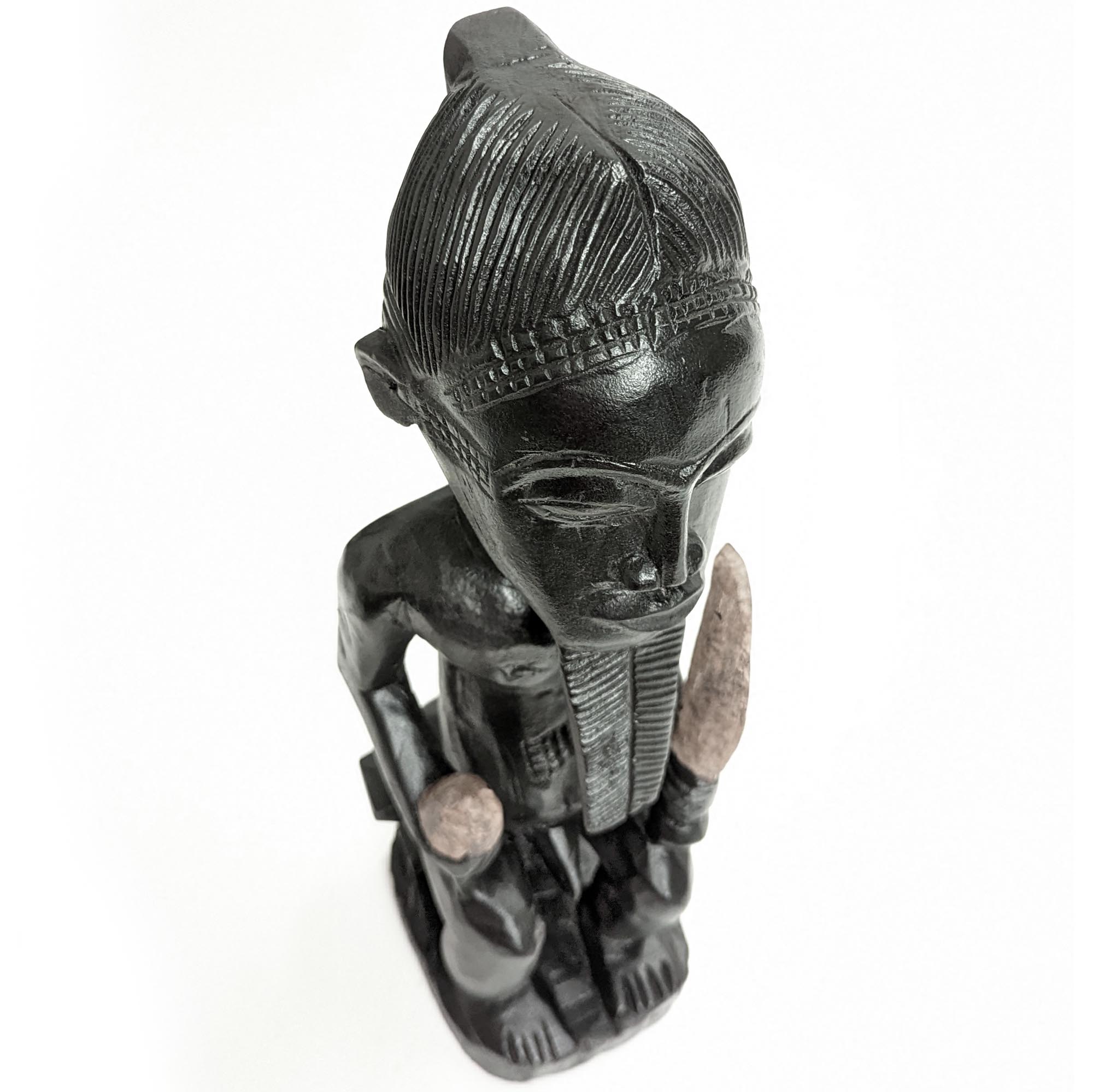 緑屋xc□ 民族美術 プリミティブアート 木彫 人物 面 置物 2点 アフリカ民