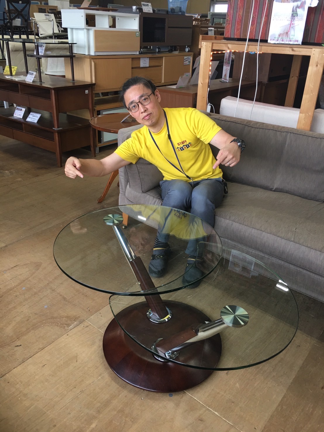 愛品倶楽部柏店】Ronald Schmitt/ロナルドシュミット 可動式ガラステーブル