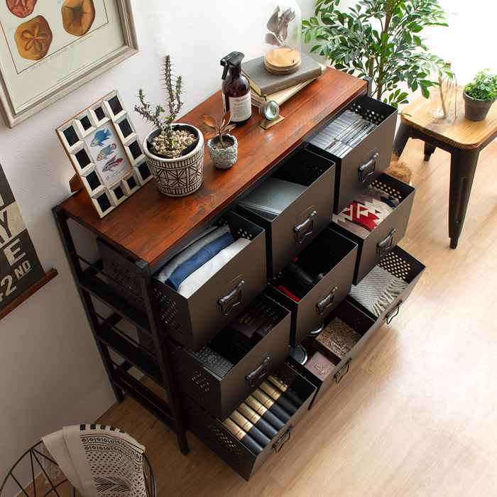 ヴィンテージ調ドロワーチェスト BILLS〔ビルズ〕 [幅92] 9ドロワー