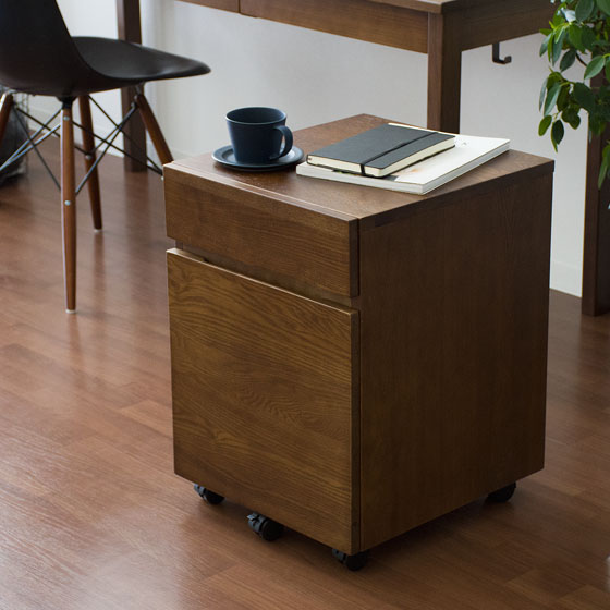 タモ無垢材 (LIBREシリーズ)デスクワゴン | 家具・インテリア通販