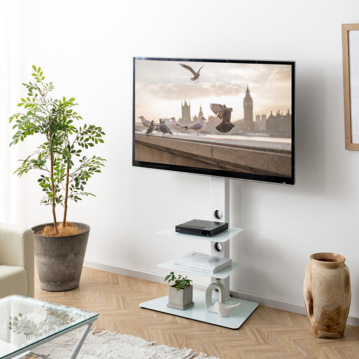 Wall ホワイト スタンド式テレビ台 円形ベース 楽天市場】テレビ