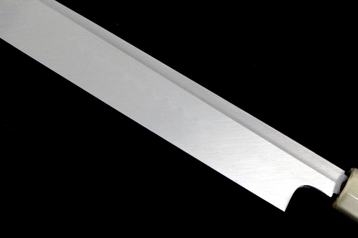 玄海正國 柳刃包丁 本焼 尺一 平鏡面 黒檀柄 黒檀鞘・ケース付 KN02