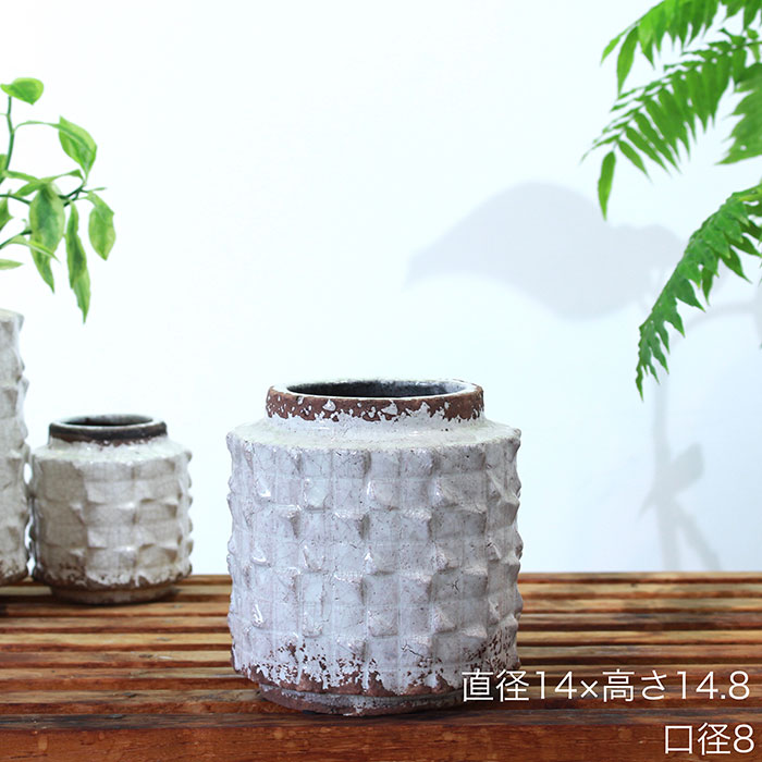 MILEY 鉢カバー Sサイズ ホワイト 陶器 鉢カバー 観葉植物