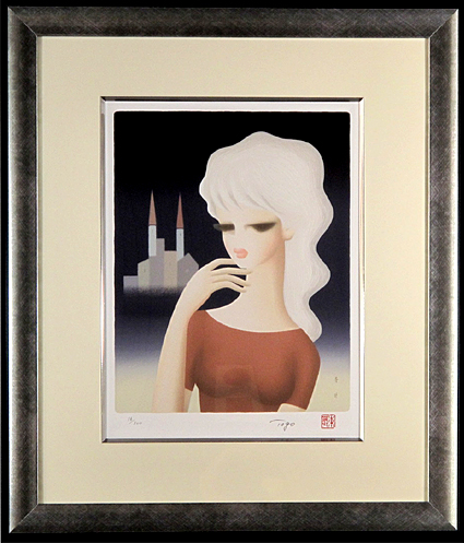 SALE(F6号）斎藤真一【赤い舞台】肉筆/表裏サイン有り/落款有り/油絵