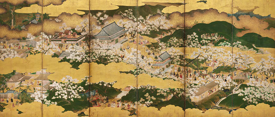 豊臣秀吉図/豊公】伴一邦 717 公観桜 花見 掛け軸 肉筆 細見古