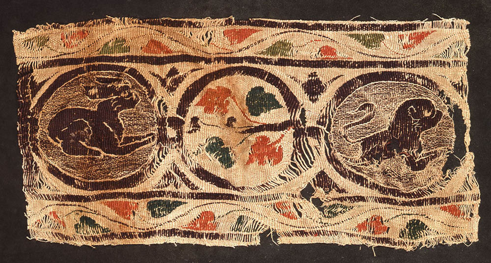 超貴重！コプト裂染色古布額装織物エジプト古代4～5世紀