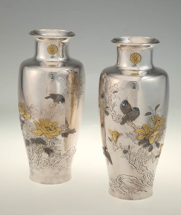 ◇加納夏雄『富士に柿之図、柿之歌』彫金◇検）海野勝