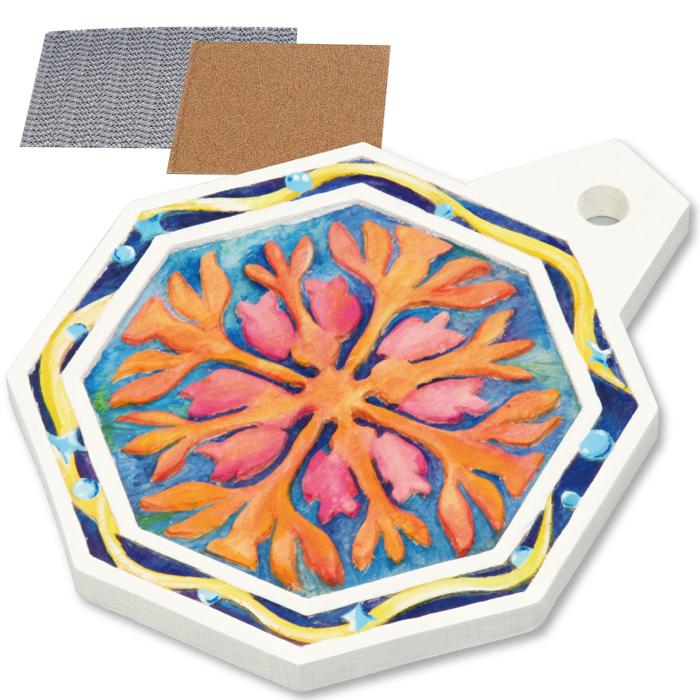 木彫 木製 八角の木彫り 千手観音 八角台座 置物 オブジェ