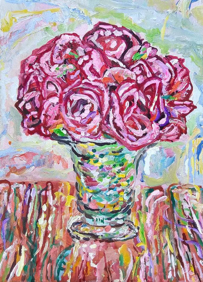 古マイセン 金彩 花のブーケと虫の絵付け 19C末 大皿 直径 34cm