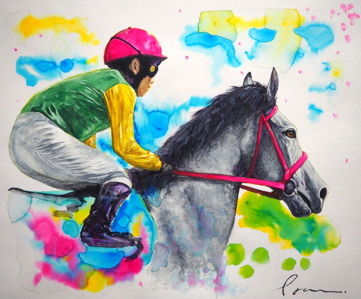 新品 馬騎手の絵画