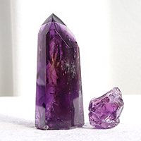 アメジストポイント水晶クラスター、天然石ビーズのアートクリスタル