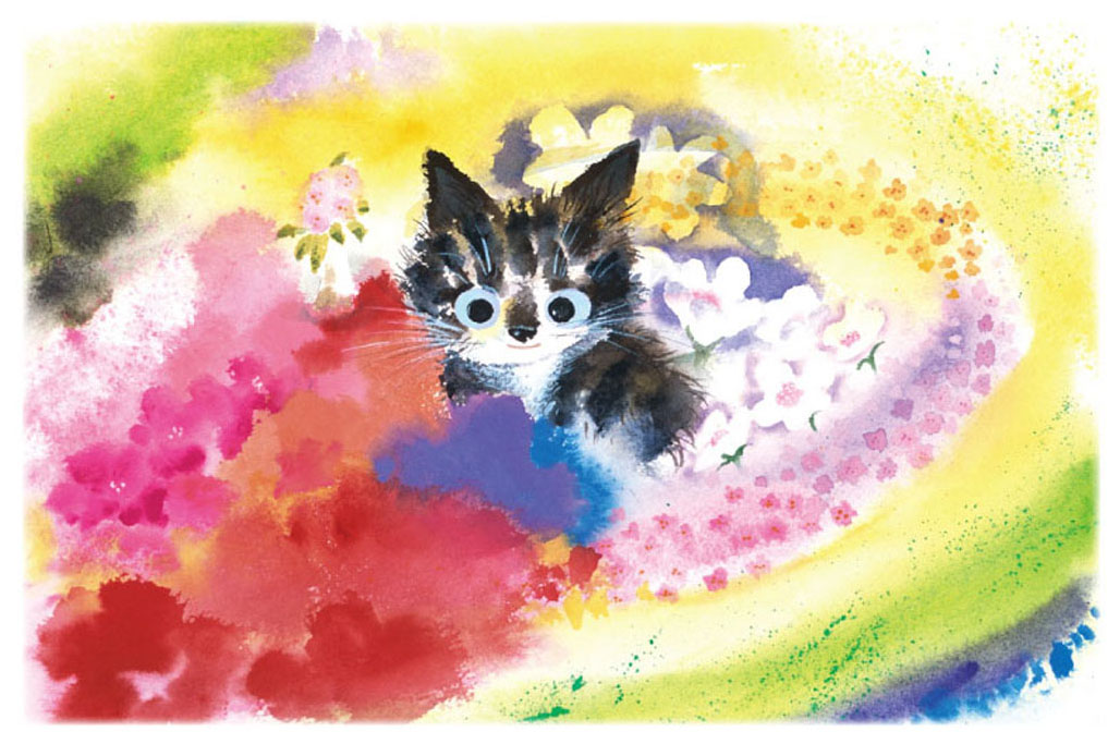 猫の版画 渡辺あきお 額装品 ジクレー 限定品 可愛い ねこ ネコ 正方形