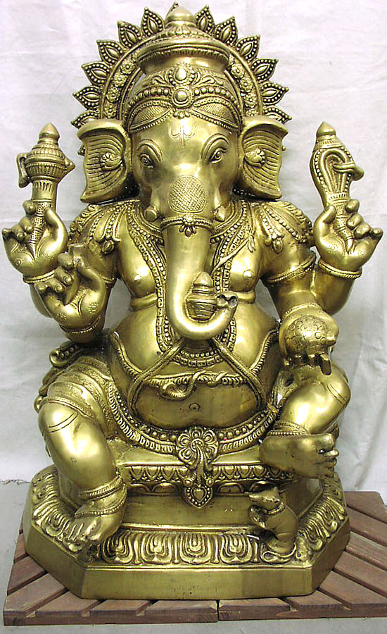 インド真鍮製 二面ガネーシャ像 ガネーシャ像（吊） 金属製 4cm ー