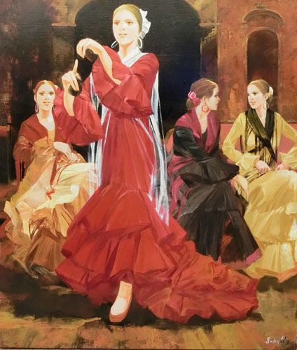 二科会会員・齋藤三郎 人気の赤いドレスの少女 二科会会員・齋藤三郎