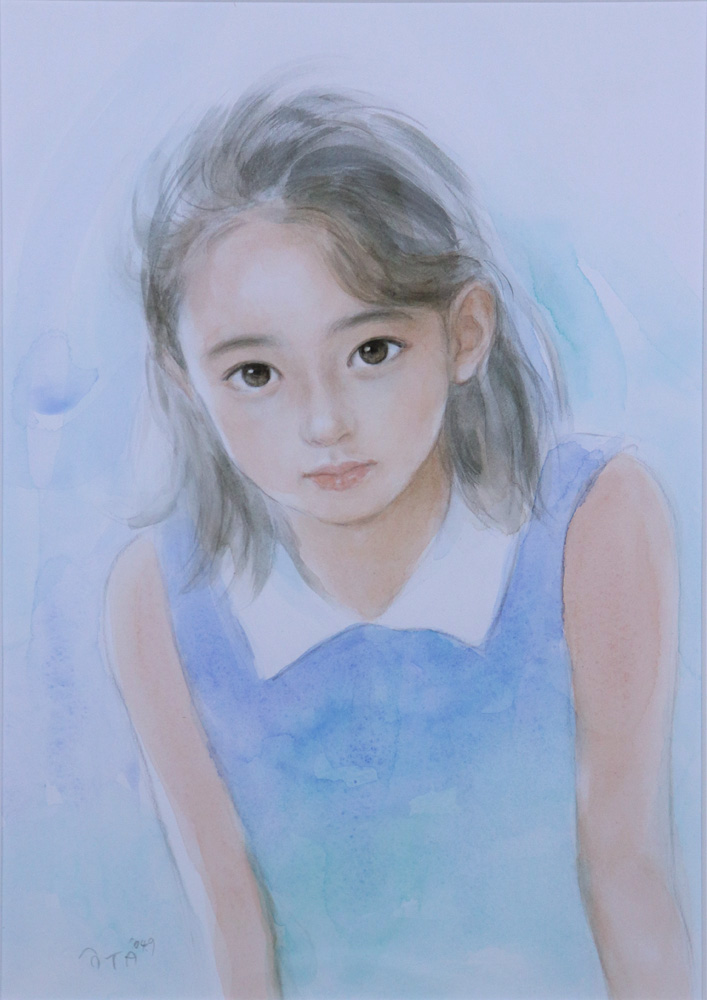 絵画 アクリル画 原画 少女 おおた慶文 「白さざんか」 絵画 アクリル