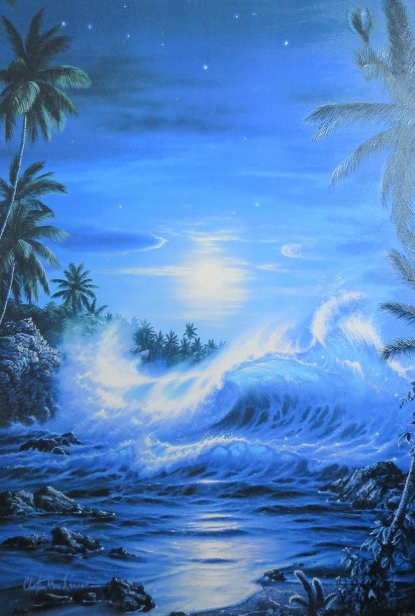 クリスチャン・リース・ラッセン 自然風景画 「マウイムーンII」印刷物